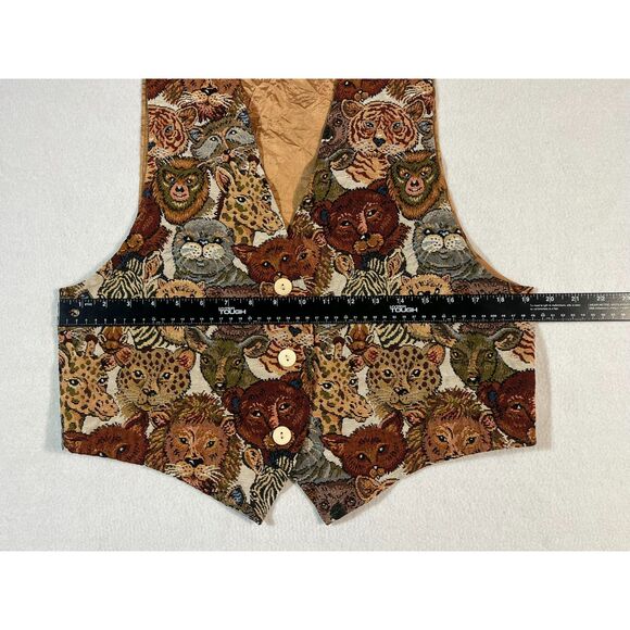 Vintage Facets Zoo Animal Tapestry Vest Large Y2K Kitschy Unisex - Picture 8 of 8